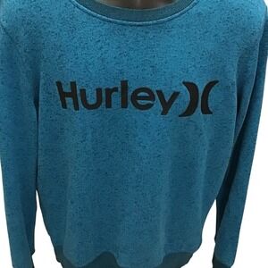 HURLEY Men's Ribbed Skate Pullover sweatshirt Crew neck Blue‎ - Size Medium